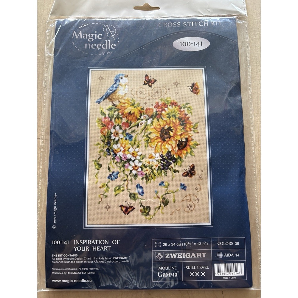 Magic Needle Cross Stitch Kit Sealed Inspiration of Your Heart Bird Floral - Picture 1 of 2